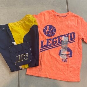 Bundle of Kids Nike Shorts plus NWT Carters Legend Tee
